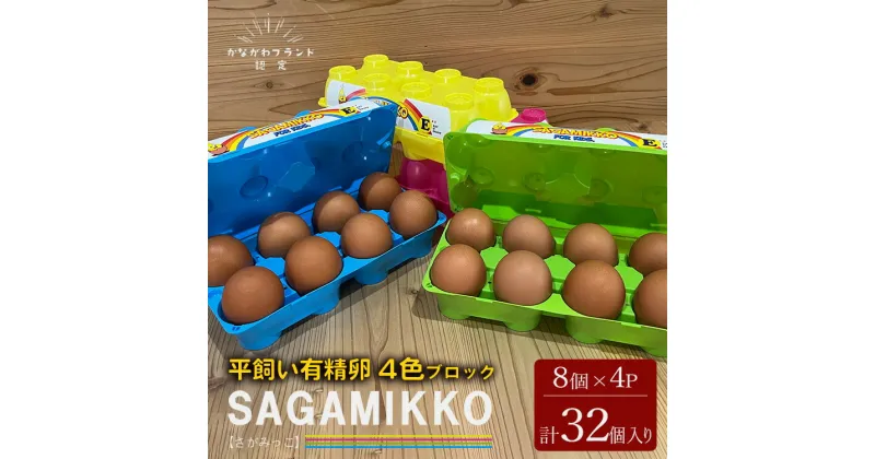 【ふるさと納税】《かながわブランド認定》平飼い有精卵さがみっこ 8個入り×4パック 計32個【4色ブロックパック】| 平飼い ケージフリー 卵 有精卵 鶏卵 玉子 たまご 生卵 国産 濃厚 コク 旨味 ※離島への配送不可