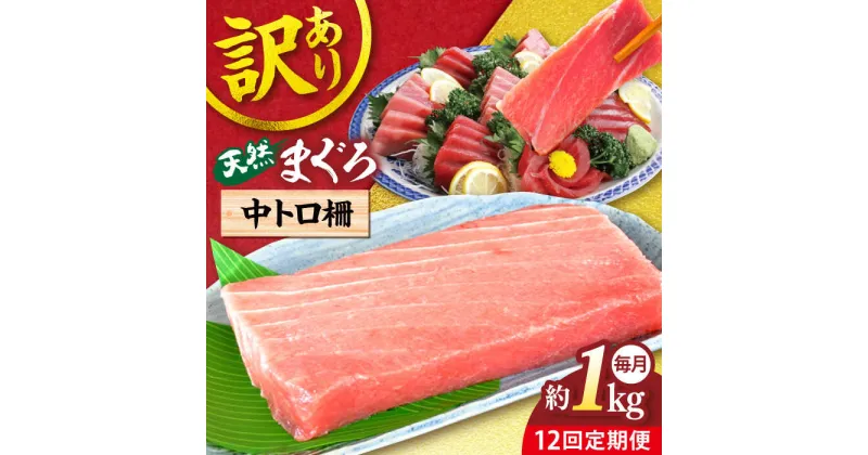 【ふるさと納税】【全12回定期便】【訳あり】天然 まぐろ 中トロ柵（約1kg） マグロ 定期 鮪 まぐろ 中とろ 刺身 柵 定期便 横須賀 【本まぐろ直売所】[AKAK052]