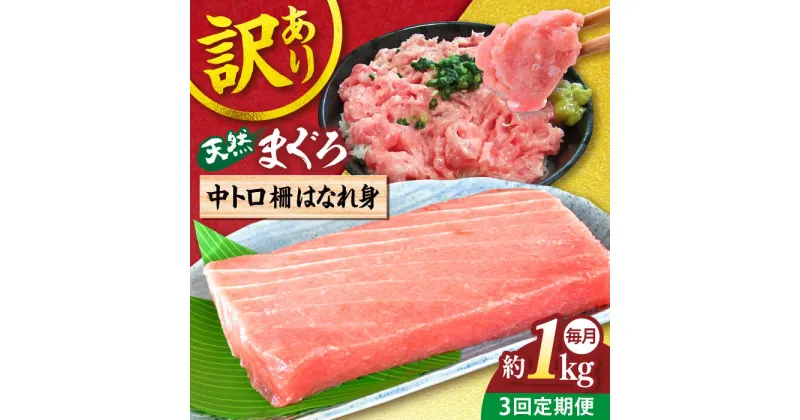 【ふるさと納税】【全3回定期便】【訳あり】天然 まぐろ 中トロ柵 はなれ身（約1kg） マグロ 定期 鮪 まぐろ 中とろ 刺身 柵 定期便 横須賀 【本まぐろ直売所】[AKAK062]