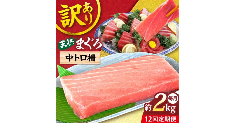 【ふるさと納税】【全12回定期便】【訳あり】天然 まぐろ 中トロ柵（約2kg） マグロ 定期 鮪 まぐろ 中とろ 刺身 柵 定期便 横須賀 【本まぐろ直売所】[AKAK055]