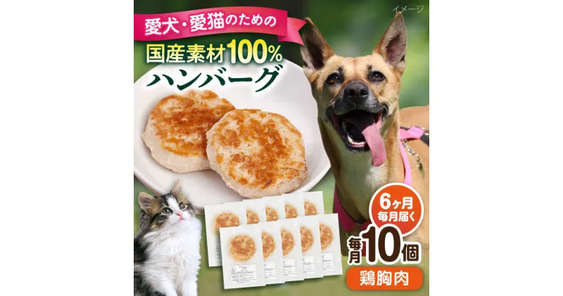 【ふるさと納税】【全6回定期便】ペットフード 鶏むね 100%ハンバーグ 10個セット ペット 愛犬 愛猫 おやつ ご褒美 ごはん 猫 犬 てづくり 国産 ドッグフード 【ペットフードYM japan】[AKEX008]