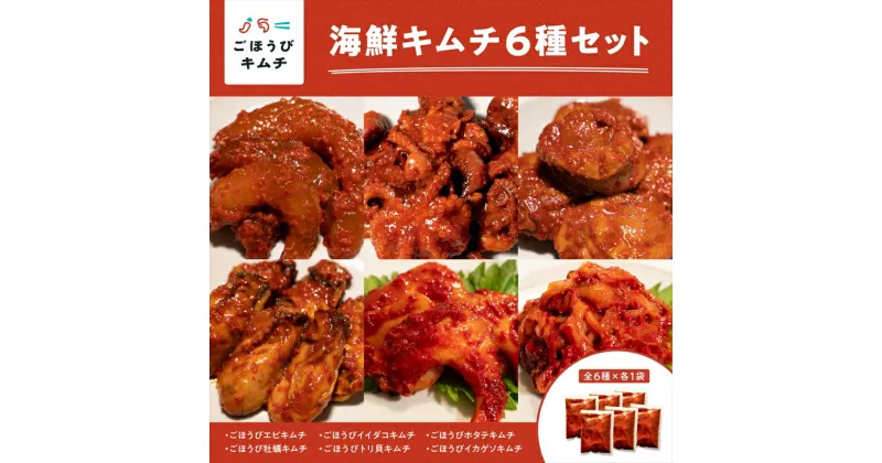 【ふるさと納税】【ごほうびキムチ】海鮮キムチ6種セット（生赤エビ・イイダコ・牡蠣・ホタテ・イカゲソ・トリ貝 各種1袋）【 キムチ 神奈川県 小田原市 】