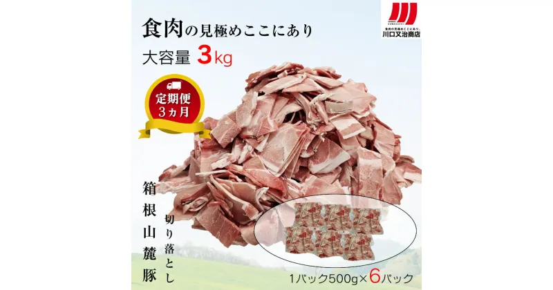 【ふるさと納税】【定期便3ヵ月】箱根山麓豚　モモ・ウデ切り落とし3K盛り(500g×6パック)【 箱根山麓豚 切り落とし 神奈川県 小田原市 】