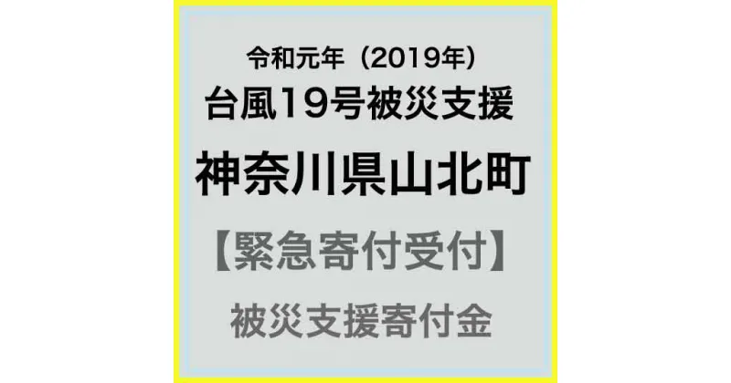 【ふるさと納税】【令和元年 台風19号災害支援緊急寄附受付】神奈川県山北町災害応援寄附金（返礼品はありません）