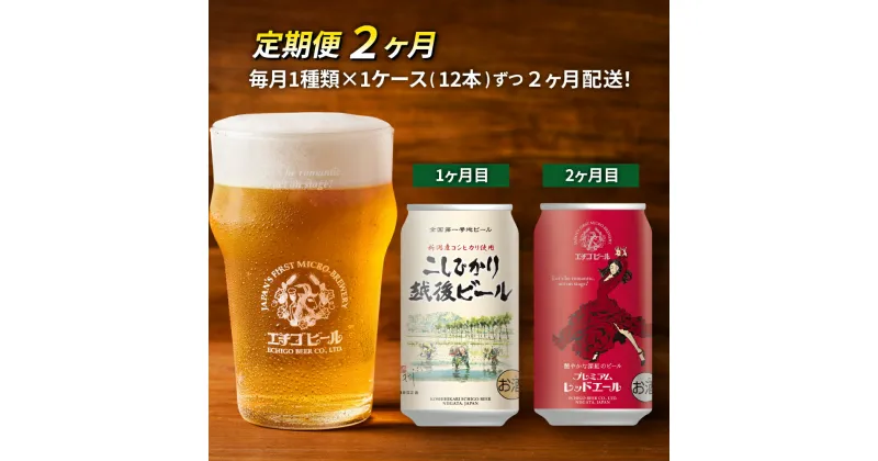 【ふるさと納税】【定期便2ヶ月】エチゴビール【1ヶ月目】こしひかり越後ビール350ml缶×12本【2ヶ月目】プレミアムレッドエール350ml缶×12本 地ビール ビール 全国第一号 クラフトビール 350ml 12本 お酒 酒 人気 新潟 定期便 2回 お楽しみ　定期便・ 新潟市