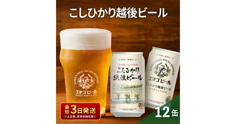 【ふるさと納税】エチゴビール こしひかり越後ビール350ml缶×12本 クラフトビール ビール 全国第一号クラフトビール 越後ビール 地ビール アルコール お酒 酒 新潟県 新潟　 新潟市