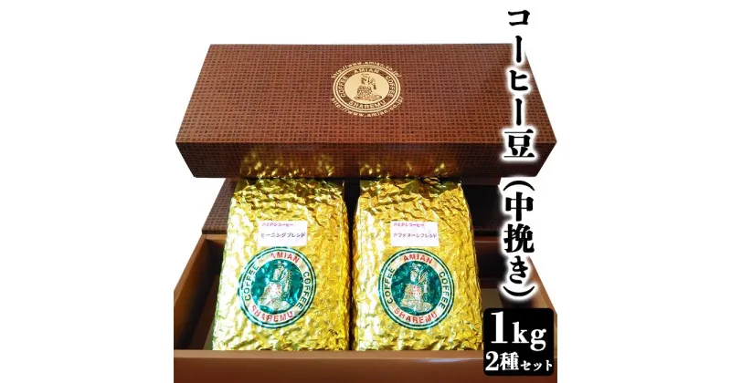 【ふるさと納税】コーヒー 47-17Aコーヒー豆（中挽き）1kg　2種セット