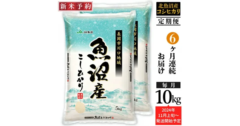 【ふるさと納税】米 定期便 10kg 6ヶ月 白米 魚沼 新潟こしひかり 令和6年 新米 AK10-6【6ヶ月連続お届け】北魚沼産コシヒカリ（長岡川口地域）10kg