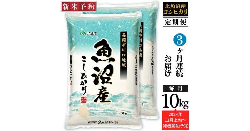 【ふるさと納税】米 定期便 10kg 白米 魚沼 新潟こしひかり 令和6年 新米 AK10-3【3ヶ月連続お届け】北魚沼産コシヒカリ（長岡川口地域）10kg