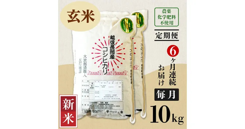 【ふるさと納税】米 定期便 10kg 玄米 6ヶ月 コシヒカリ 新潟 令和6年 新米 E1-G106【6ヶ月連続お届け】新潟県長岡産コシヒカリ玄米10kg