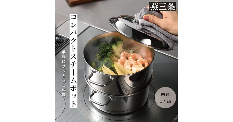 【ふるさと納税】コンパクトスチームポット 17cm IH対応 食洗器対応 ステンレス製 蒸し器 両手鍋としても【016P058】