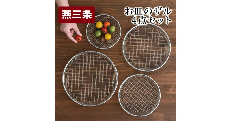 【ふるさと納税】お皿のザル4点セット キッチン用品 調理器具 キッチングッズ ステンレス製 ザル ざる 皿 燕三条製 [逸品物創] 【010S331】