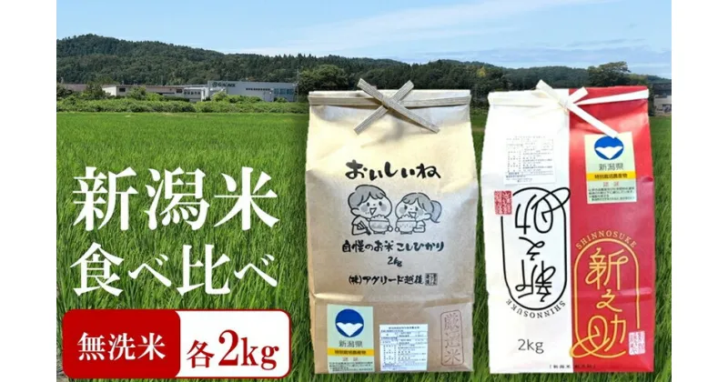 【ふるさと納税】【令和6年産新米】特別栽培米食べ比べ 新之助・コシヒカリ 無洗米 各2kg（計 4kg）令和6年産米 おいしいね アグリード越後のお米【 お米 新潟県 柏崎市 】