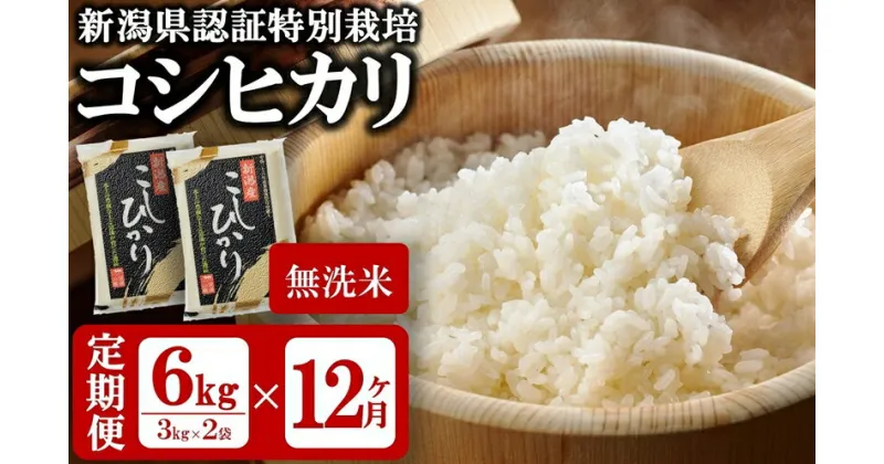 【ふるさと納税】【令和6年産新米・12ヶ月定期便】真空パック 特別栽培米 コシヒカリ 無洗米 6kg（3kg×2袋）×12回（計 72kg） 山波農場のお米 新潟県産 【 お米 新潟県 柏崎市 】