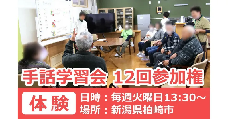 【ふるさと納税】【柏崎市で体験】手話学習会参加権 12回分（毎週火曜日13:30～・1回約1時間）【 新潟県 柏崎市 】