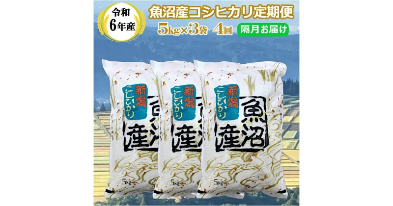 【ふるさと納税】令和6年産 魚沼産 コシヒカリ 定期便 5kg3袋×4回／隔月 お届け 米 お米 精米 ブランド米 こしひかり おいしい 美味しい おすすめ 産地直送 お取り寄せ ギフト 贈答 贈り物 おむすび 冷めてもおいしい 人気 共栄農工社 魚沼 新潟県 小千谷市 KY173P414