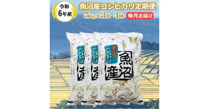 【ふるさと納税】令和6年産 魚沼産 コシヒカリ 定期便 5kg3袋×4回／毎月 お届け 米 お米 精米 ブランド米 こしひかり おいしい 美味しい おすすめ 産地直送 お取り寄せ ギフト 贈答 贈り物 おむすび 冷めてもおいしい 人気 共栄農工社 魚沼 新潟県 小千谷市 KY173P413