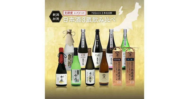 【ふるさと納税】【定期便6ヶ月毎月お届け】【20セット限定・年末限定】日本酒3蔵飲み比べセット 12本（720ml×2本×6ヶ月）《2025年1月以降順次発送》マスカガミ 雪椿酒造 加茂錦酒造 贈答 加茂市 マルダイ有本