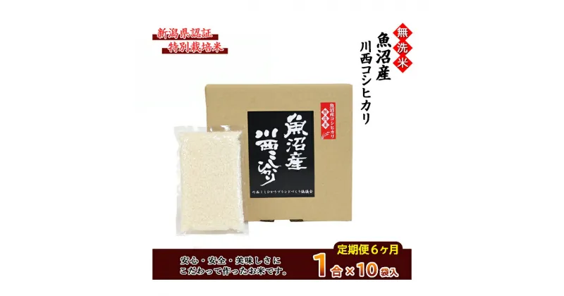 【ふるさと納税】【定期便／全6回】無洗米 魚沼産こしひかり1合×10袋 新潟県認証特別栽培米　定期便・ 米 お米 無洗米 特別栽培米 精米 白米 コシヒカリ ご飯 魚沼産 6回 　お届け：準備でき次第、順次発送