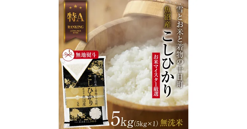 【ふるさと納税】【無地熨斗】｜無洗米｜ 魚沼産 コシヒカリ 5kg お米 こしひかり 新潟 （お米の美味しい炊き方ガイド付き）　 精米 ご飯 ブランド米 銘柄米 　お届け：入金確認後、順次発送