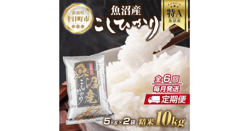 【ふるさと納税】【定期便】新潟県 魚沼産 コシヒカリ お米 10kg×計6回 精米済み 半年間 毎月発送 こしひかり （お米の美味しい炊き方ガイド付き）　定期便・ 精米 ご飯 ブランド米 銘柄米 　お届け：入金確認の翌月から発送