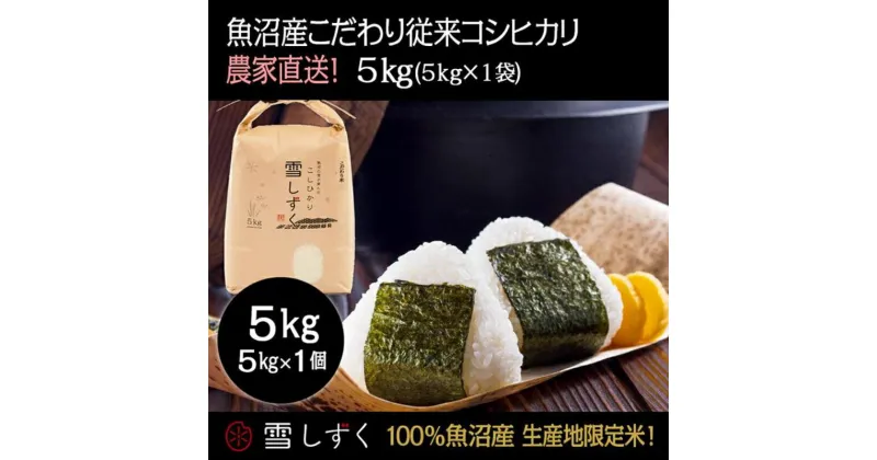 【ふるさと納税】令和6年産！魚沼産こだわり従来コシヒカリ【農家直送!】5kg×1袋　 お米 米 コメ コシヒカリ 魚沼産 　お届け：令和6年9月20日以降、準備でき次第、順次発送いたします