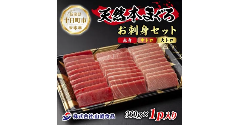 【ふるさと納税】天然 本マグロ 刺身セット 360g 赤身 中トロ 大トロ 三種 盛り合わせ 鮪 クロマグロ 冷凍 まぐろ 刺身 海鮮丼 手巻き寿司 夕食 お取り寄せ グルメ 送料無料 山崎食品 新潟県 十日町市　十日町市　お届け：入金確認後、約1週間～2週間ほどでお届け