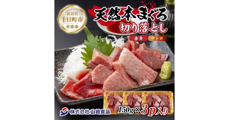 【ふるさと納税】天然 本マグロ 切り落とし 赤身 中トロ 150g×3パック 計450g 本まぐろ クロマグロ 中とろ 冷凍 まぐろ 鮪 海鮮 刺身 海鮮丼 手巻き寿司 お取り寄せ グルメ 送料無料 新潟県 十日町市　十日町市　お届け：入金確認後、約1週間～2週間ほどでお届け