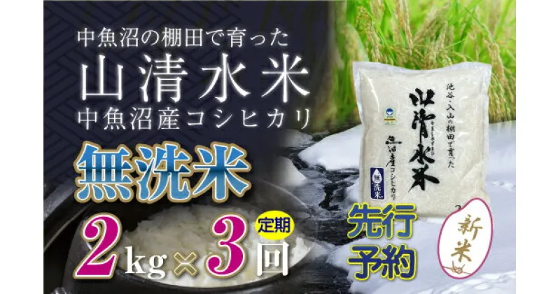 【ふるさと納税】【新米先行受付】【定期便／全3回】無洗米2kg　新潟県魚沼産コシヒカリ「山清水米」　定期便・十日町市　お届け：2024年10月中旬から順次発送します。