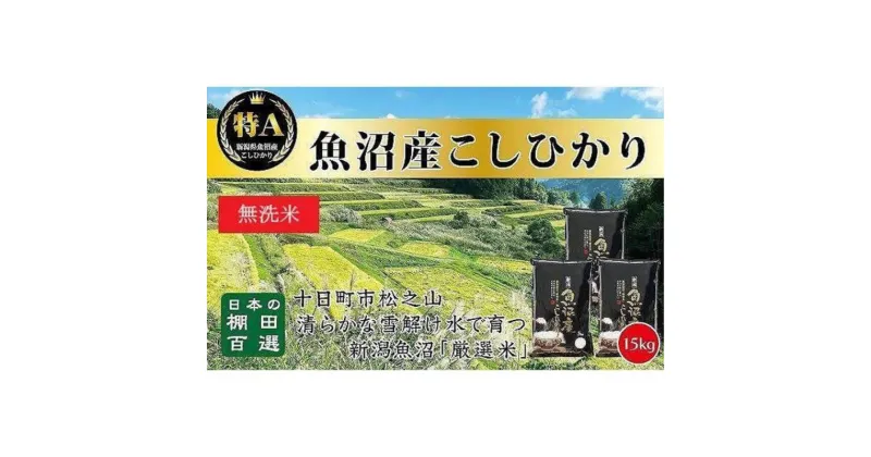 【ふるさと納税】日本棚田百選のお米《無洗米》天空の里・魚沼産こしひかり　15kg（5kg×3）　 白米 安心 安全 こだわり 　お届け：ご入金確認後、2週間以内に発送致します。