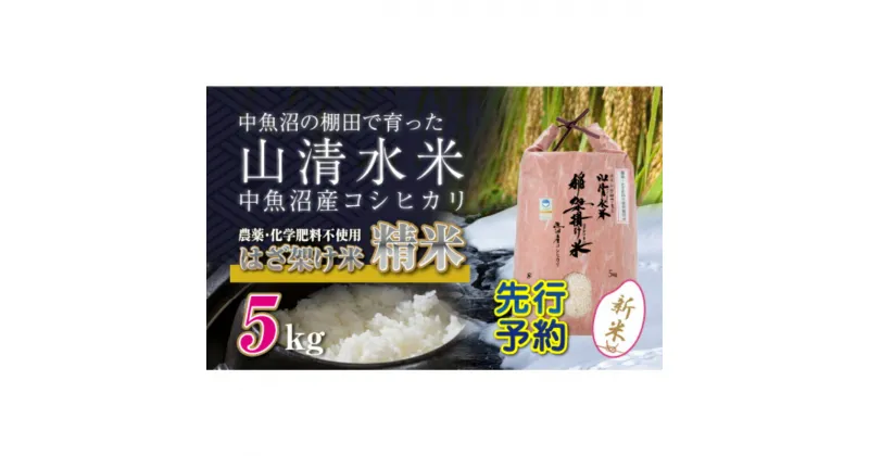 【ふるさと納税】【新米先行受付】新潟県魚沼産コシヒカリ◇精米5kg 栽培期間中農薬・化学肥料不使用「山清水米」はざ架け米　十日町市　お届け：2024年11月以降、順次発送します。