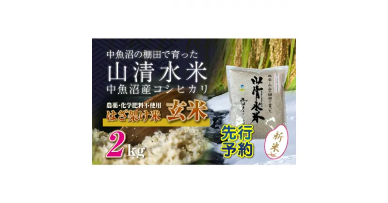 【ふるさと納税】【新米先行受付】新潟県魚沼産コシヒカリ◇玄米2kg 栽培期間中農薬・化学肥料不使用「山清水米」はざ架け米　十日町市　お届け：2024年11月以降、順次発送します。